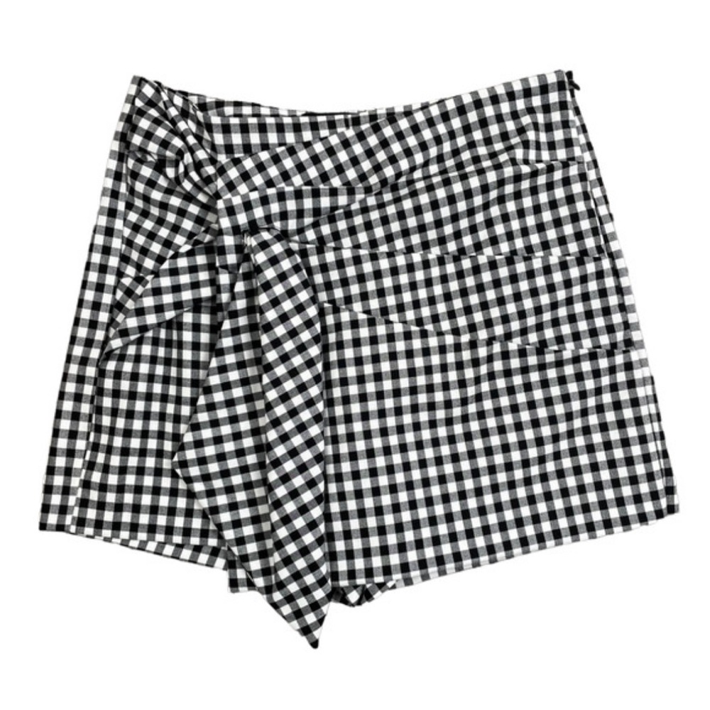 ZARA Black and white plaid wrap skirt. Size XS.